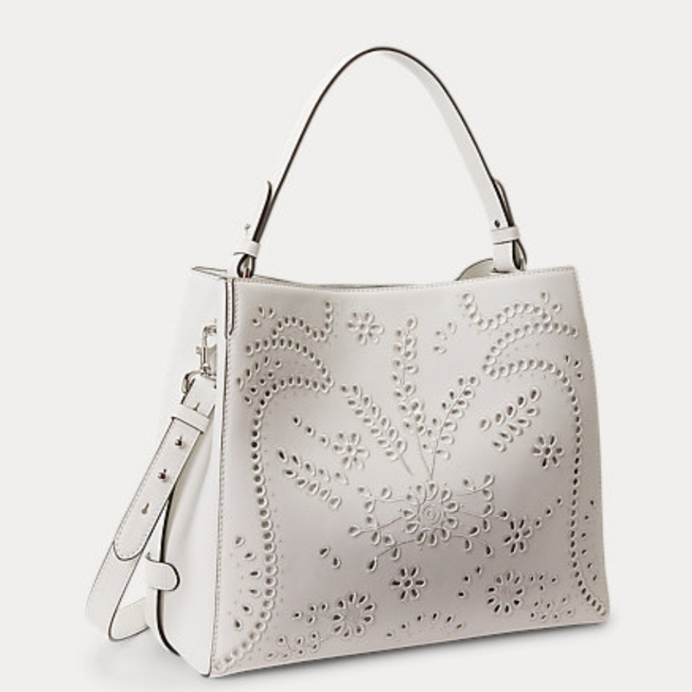 Ralph Lauren Eyelet Leather Medium Peyton Satchel